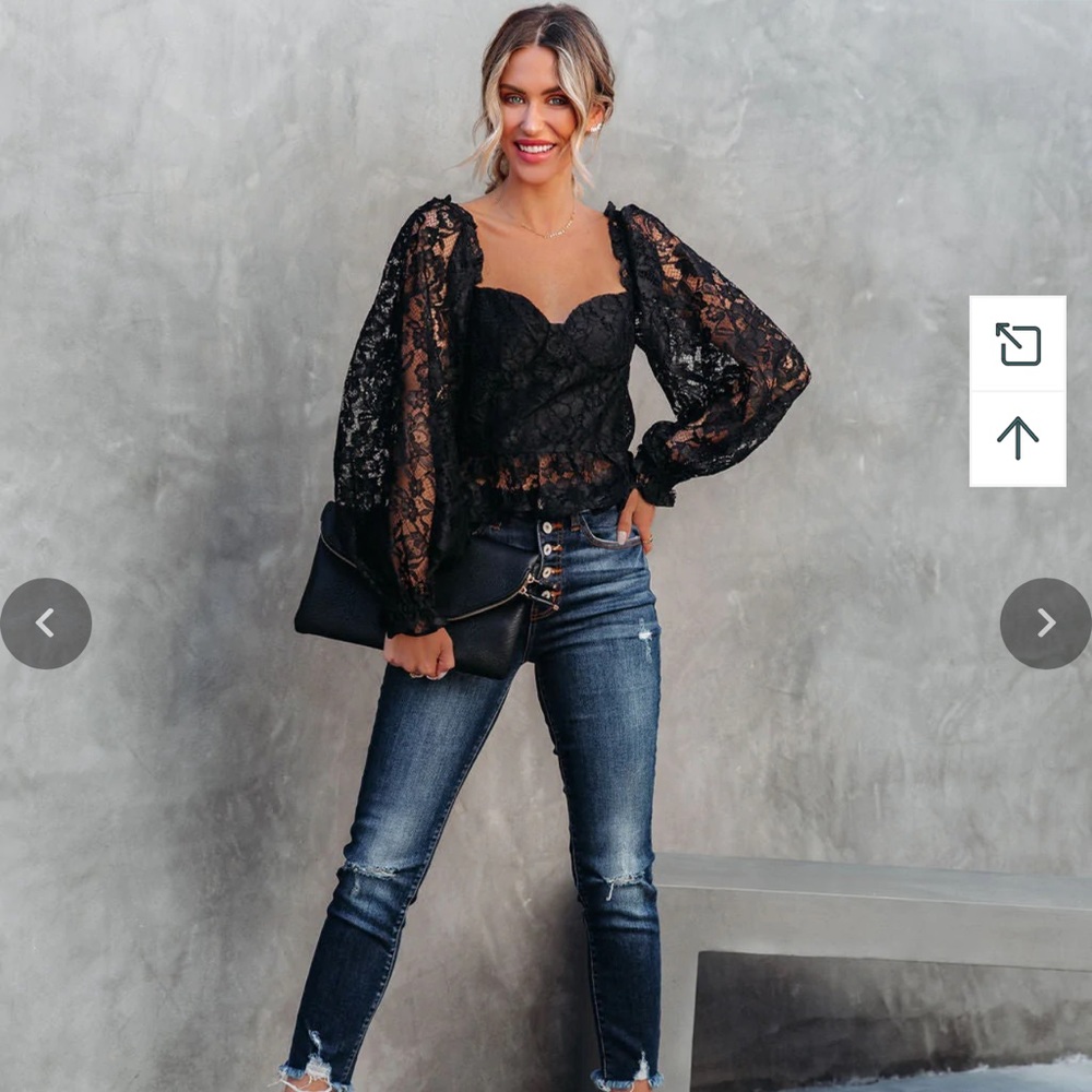VICI Ready To Mingle Cropped Lace Peplum Blouse